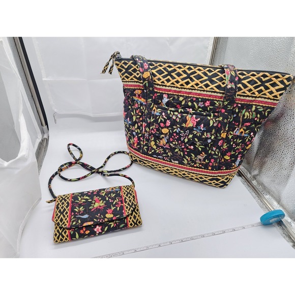 Vera Bradley Handbags - Vintage Vera Bradley Tote Purse And Crossbody Wallet Set- Ming Pattern- EUC